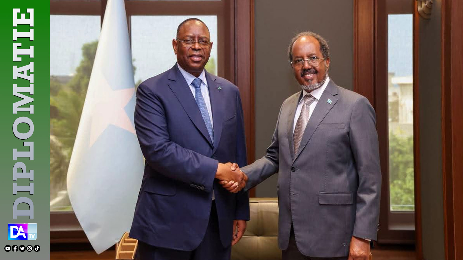 Macky Sall échange avec le président somalien Hassan Sheikh Mohamud  dans le cadre de sa campagne pour l’ONU