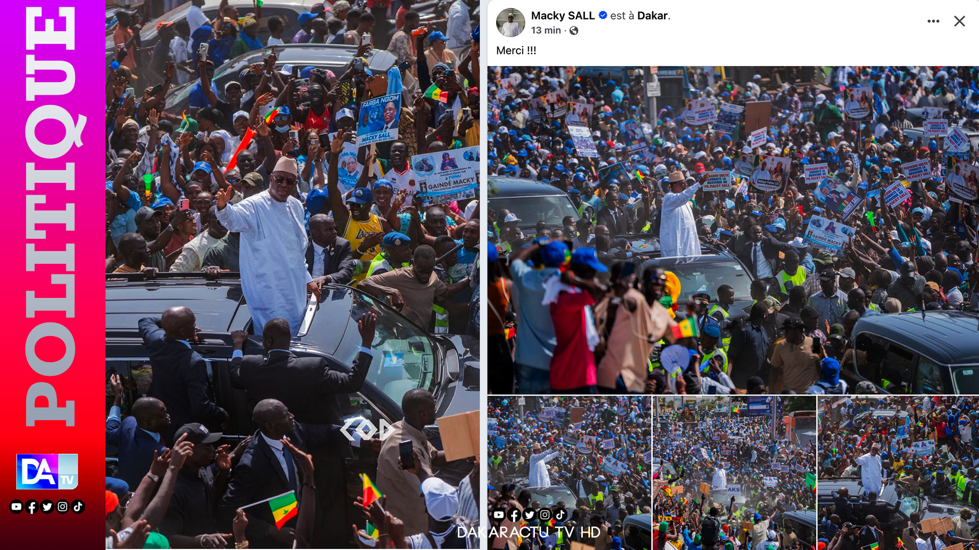 « Merci !!! » : Après son audience avec le président Diomaye Faye, Macky Sall remercie les centaines de milliers de Sénégalais venus l’accueillir