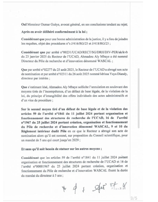 Arrêté abrogeant sa nomination à la tête de WASCAL : L’ex recteur, Ahmadou Aly Mbaye obtient gain de cause devant la Cour suprême contre l'UCAD
