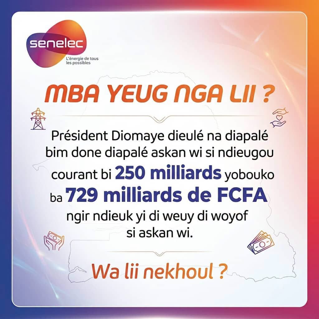 Le démenti formel de la Senelec sur l’affiche circulant sur les Rs et relative à une subvention à l’électricité : « Cette affiche ne provient pas de nos services » (Papa Toby Gaye, DG)
