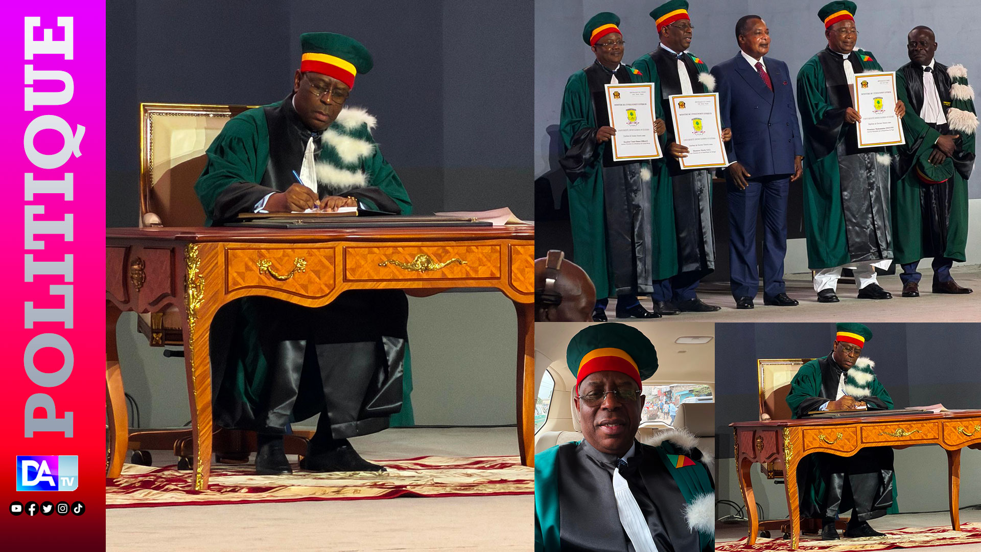 Congo : Sous les yeux de Denis Sassou Nguesso , Macky Sall élevé au rang de Docteur Honoris Causa aux côtés de Mahamadou Issoufou et Umaru Cissoko Embaló