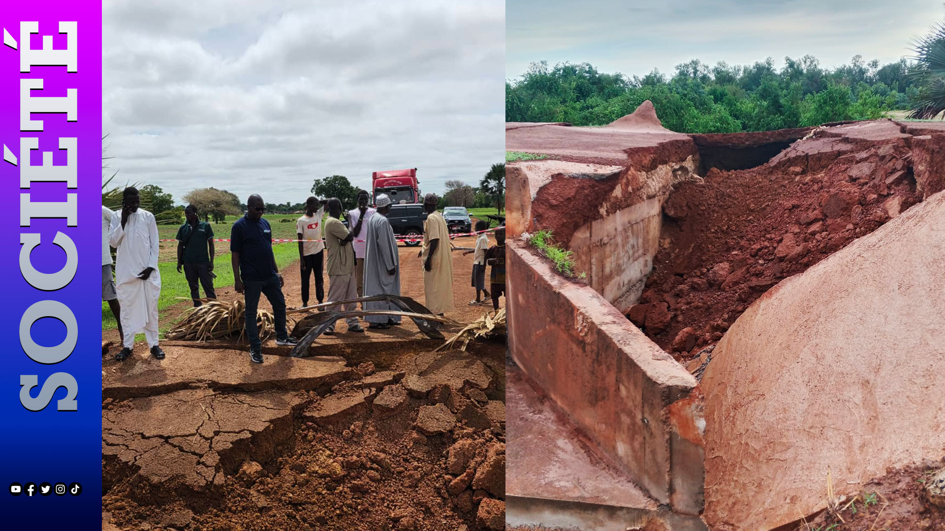 Fortes pluies à Ndiédieng : l’affaissement du pont de la commune sépare la population du reste du pays (images)