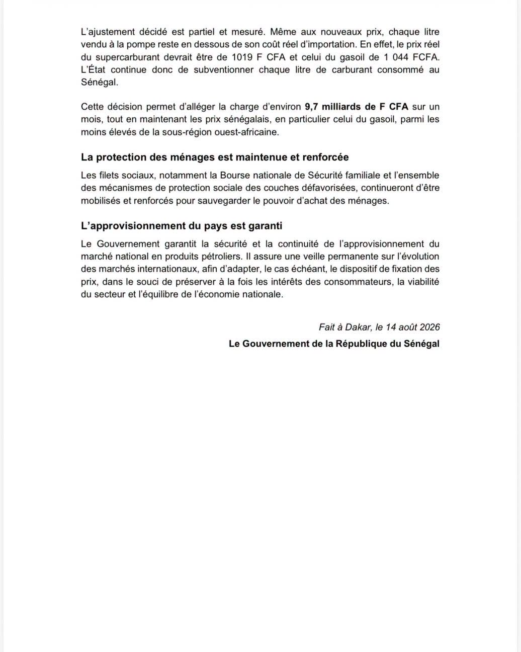 Hausse des prix des carburants : le supercarburant passe à 990 FCFA, soit 70 FCFA de plus, et le gasoil à 755 FCFA, soit une hausse de 75 FCFA dès Aujourd'hui