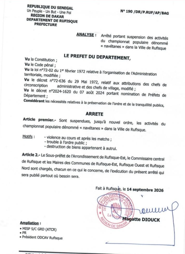 Violences lors des matchs à Rufisque : Le préfet suspend les "navétanes" dans la ville