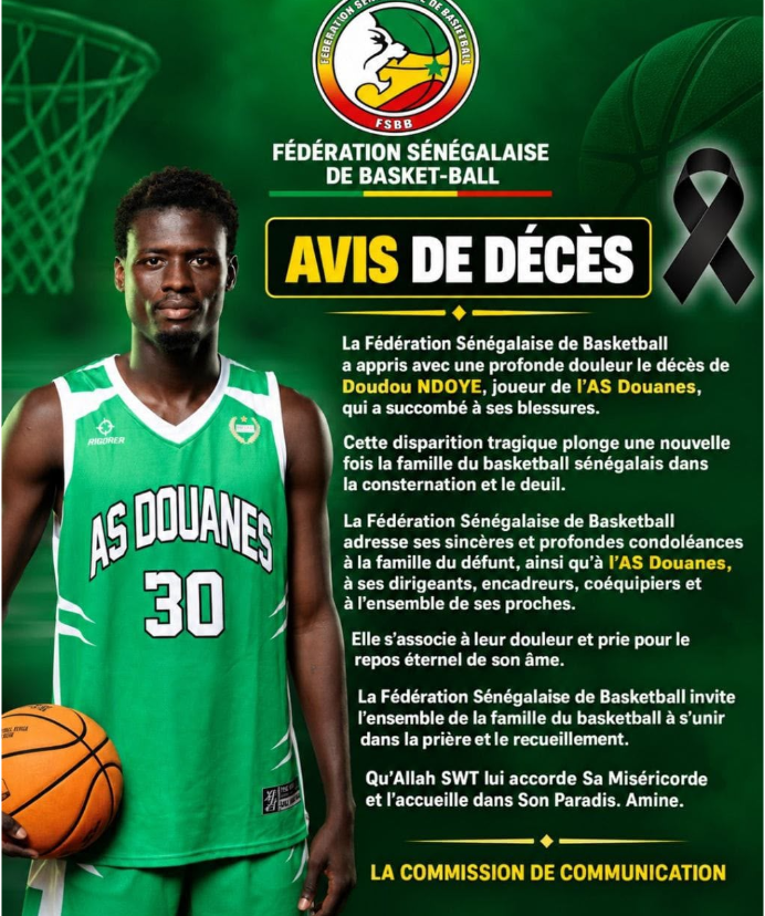 Basket -Nécrologie : Le joueur de l'AS Douanes, Doudou Ndoye succombe à ses blessures...