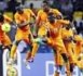 Vestiaires de la Côte d'Ivoire après le triomphe final... 