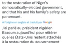 Niger: Le secrétaire d'État américain Antony Blinken a échangé avec le président Bazoum