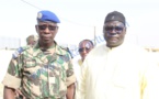 Inauguration de l'escadron de surveillance de Touba : Serigne Bass Khadim Awa Ba en compagnie du Colonel Moussa Fall, Gouverneur militaire du palais 
