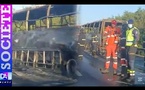 Perturbation sur l’autoroute à péage : un bus en feu provoque un embouteillage monstre sur l’axe AIBD-Dakar