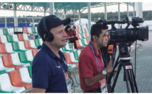Des journalistes Colombiens à la séance d'entraînement des Lions à Kaluga