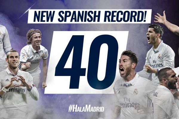 Record : 40ème match sans défaite pour le Real Madrid 
