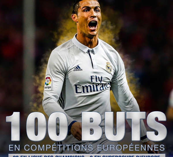 Cristiano Ronaldo devient le premier joueur de l'histoire à atteindre la barre des 100 buts en compétitions européennes !