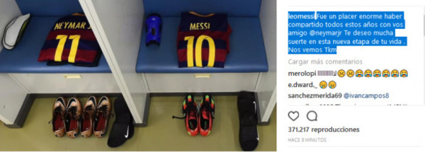 L'émouvant message d'adieu de Messi à Neymar 