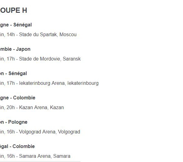 Coupe du Monde-phase finale: voici le calendrier des Lions