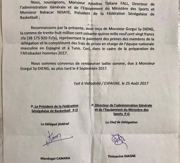 Gorgui Sy Dieng « dunk » Matar Ba : Il réclame ses 38 millions au ministère des sports