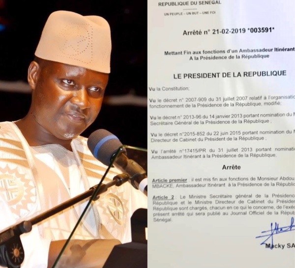 CONSÉQUENCE DE SON SOUTIEN À IDY / Serigne Abdou Samath Mbacké limogé de ses fonctions d'Ambassadeur itinérant par le Président Macky Sall