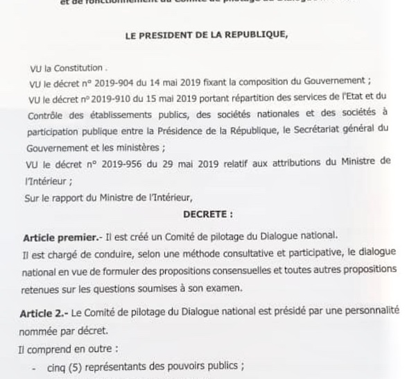 Conduite du dialogue national : Le président Macky Sall crée un comité de pilotage dirigée par une personnalité nommée par Décret. (DOCUMENT)