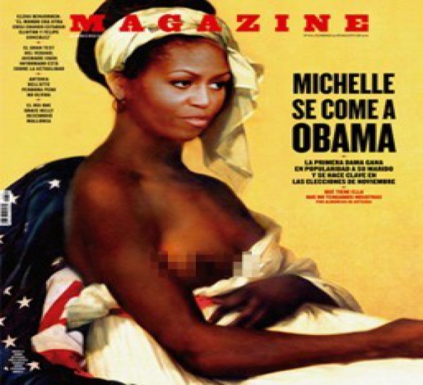 Un magazine espagnol représente Michelle Obama en esclave à demi-nue