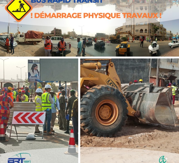 Avancement physique des travaux du BRT à Guédiawaye sur la section 1 : « grande mosquee - croisement bethio thioune »