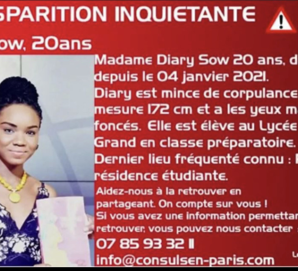 France : L'étudiante sénégalaise Diary Sow portée disparue a été vue pour la dernière fois à Toulouse.