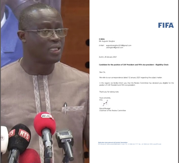 Présidence CAF : La candidature d'Augustin Senghor définitivement validée par la FIFA.