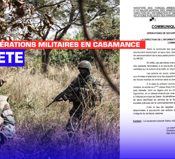 Opérations militaires en Casamance : L’armée confirme le décès d’un commando et fait état de sept blessés