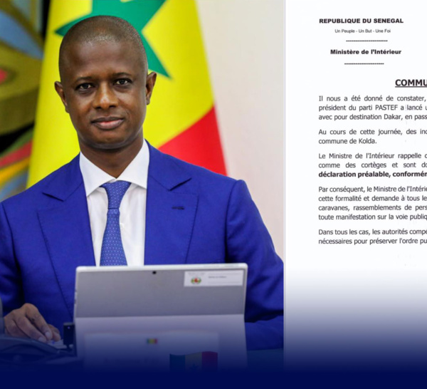 Caravane du parti Pastef: Le ministère de l'intérieur rappelle les dispositions de la loi et insiste sur "l'obligation de déclaration préalable" pour les " cortèges" et autres