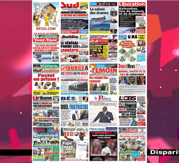 Revue des titres à la UNE des journaux de ce mercredi 12 juillet … (Wolof)