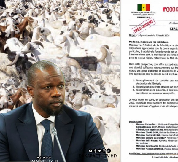 Tabaski 2024 : Le PM Ousmane Sonko assouplit les restrictions pour un bon approvisionnement en moutons