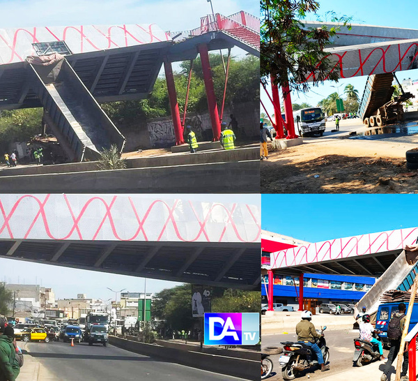 Dépêche : La Passerelle de Yoff  Tonghor percutée, la circulation bloquée sur la route de l’aéroport