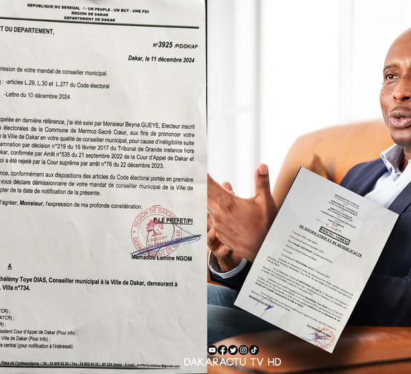 Dakar: Barthélémy Dias déclaré démissionnaire de son mandat de conseiller municipal de la Ville