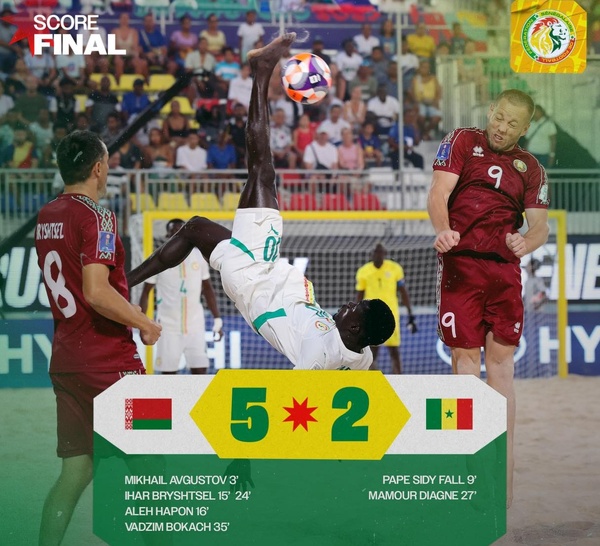 Mondial Beach Soccer 2025 : Le Sénégal s’incline face à la Biélorussie (5-2) et jouera la petite finale