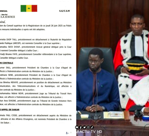 Conseil Supérieur de la Magistrature : Vague de nominations à la Cour suprême, à l’administration centrale et dans les juridictions régionales