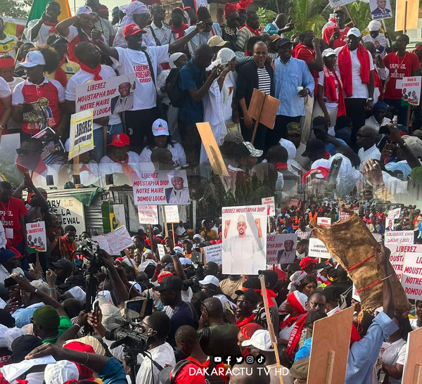 Manifestation Pacifique à Louga : la population dans la rue, exige la libération de Moustapha Diop
