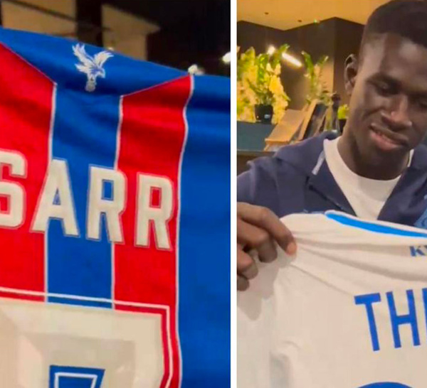 Ligue Conférence/  Ismaela Sarr admiratif de Aliou Thiaré  lors de Crystal Palace vs  Dynamo Kyiv , lui offre son maillot