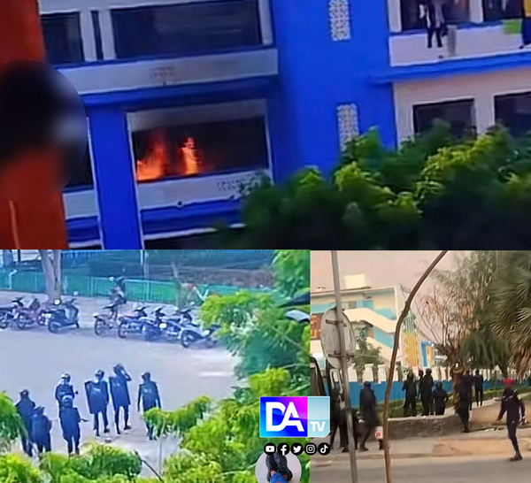 UCAD : le feu s’invite au pavillon A, tensions extrêmes entre étudiants et FDS