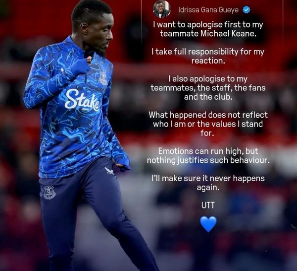 EVERTON / Idrissa Gana Gueye présente ses excuses après un incident avec Michael Keane