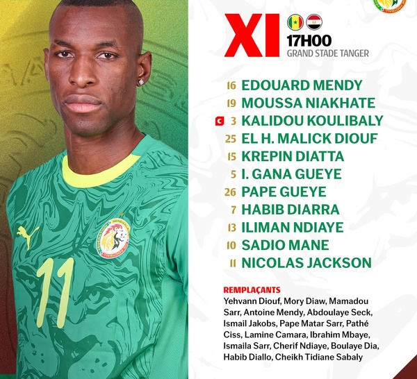 1/2 Finale-CAN 2025 : le Sénégal dévoile son onze de départ face à l’Égypte