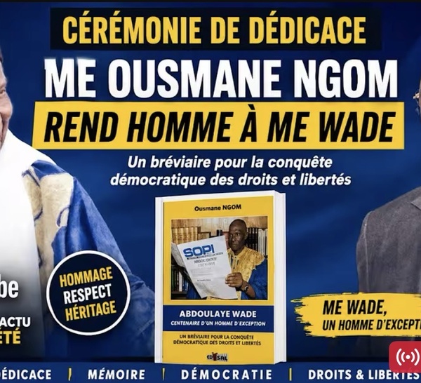 [🔴 DIRECT] Cérémonie de dédicaces : Me Ousmane Ngom rend hommage à Me Wade