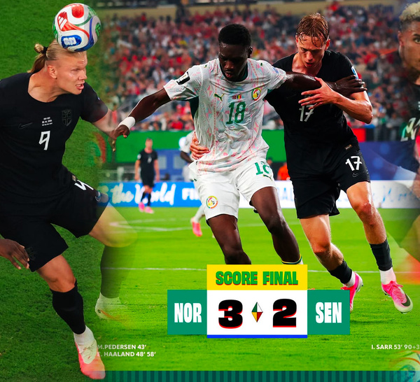 Sénégal-Norvège (3-2) : Haaland crucifie le Sénégal…les Lions piégés par leurs erreurs défensives malgré le sursaut d’Ismaïla Sarr