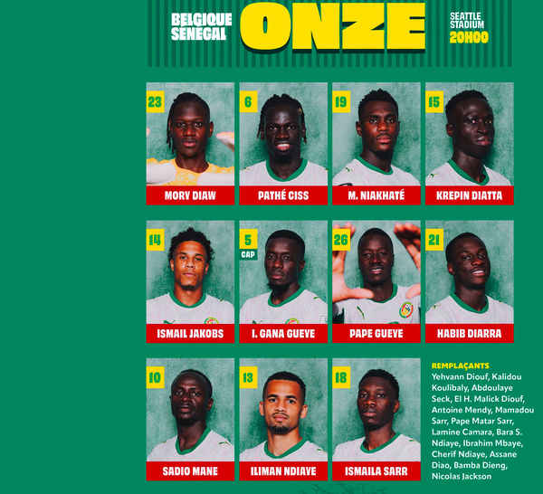 Coupe du monde 2026 : Le onze officiel du Sénégal dévoilé face à la Belgique