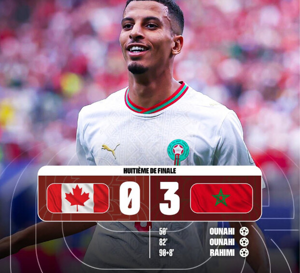 Mondial 2026: Le Maroc domine le Canada 3-0  et rejoint les quarts de finale