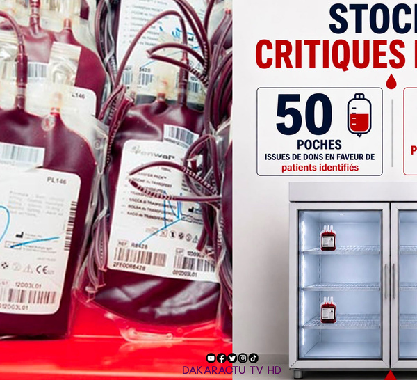 Le CNTS au bord de la rupture de stock : seulement 13 poches disponibles pour les urgences