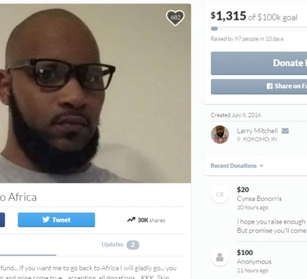Un Afro-américain demande aux racistes de lui financer son retour en Afrique