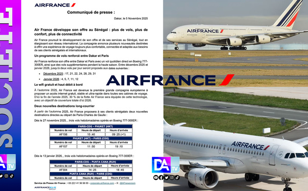 Air France muscle son offre au Sénégal : plus de vols, plus de confort, plus de connectivité