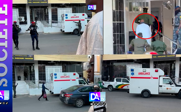 1ère audition sur le fond au Pôle Judiciaire Financier : Farba Ngom arrive en ambulance