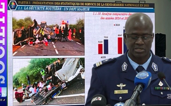 Sécurité routière au Sénégal:  7 532 accidents,  850 morts et  12 654 blessés recensés en 2025 par la Gendarmerie