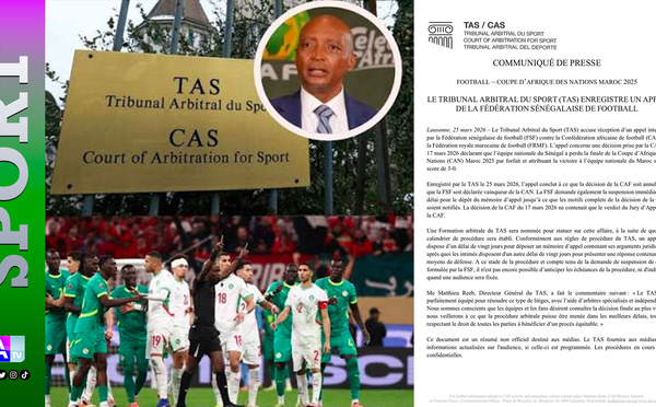 CAN 2025 : La Fédération sénégalaise de football porte son recours devant le Tribunal Arbitral du Sport