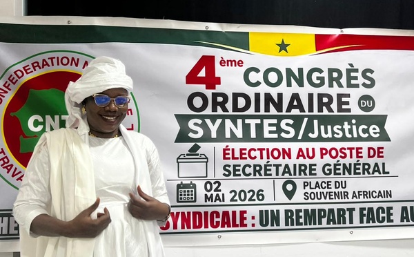 4ème congrès du SYNTES/Justice :  Racky Gnally Daff, nouvelle secrétaire générale élue pour 4 ans