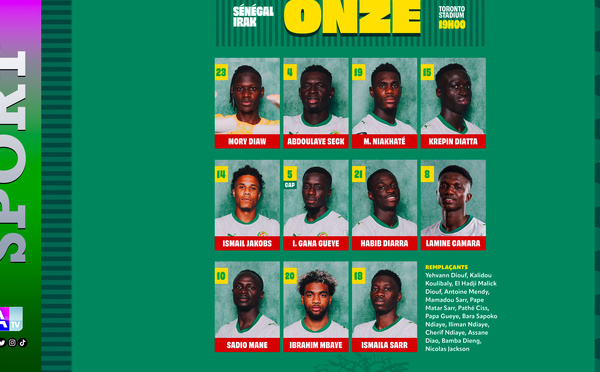Sénégal–Irak : Pape Thiaw dévoile son onze de départ avec Sadio Mané, Ismaïla Sarr et Ibrahim Mbaye en attaque